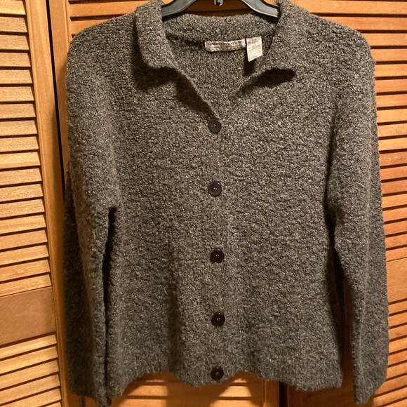 Carolyn Taylor Essentials Grey Poodle Knit Cardigan - Picture 1 of 12